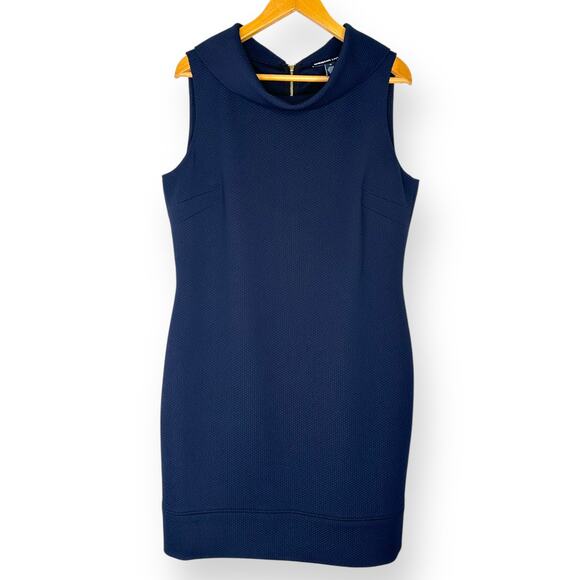 American Living Women's Cowl-Neck Sheath Dress Size 16 Navy Blue Sleeveless - Picture 9 of 9